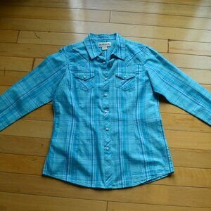 Real Ariat Blue Plaid Shirt Blouse Size M Women